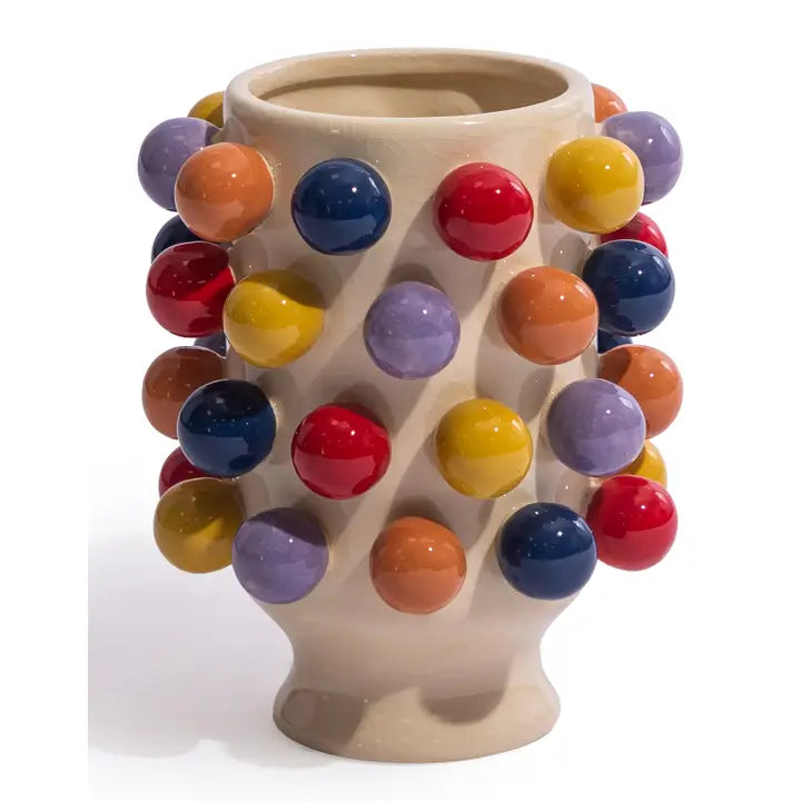 Ceramic Multi-Colour "Pom Pom" Vase 24cm