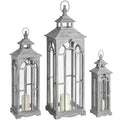 Set Of Three Wooden Lanterns With Archway Design 104 cm