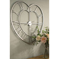 Silver Heart Skeleton Wall Clock 89 cm