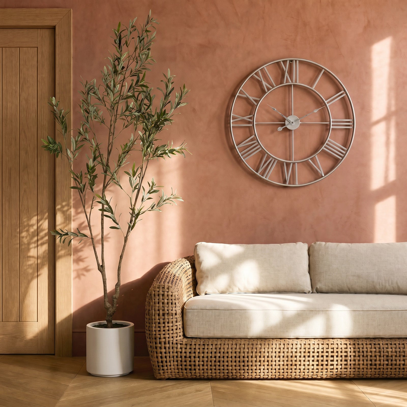 Large Silver Skeleton Wall Clock