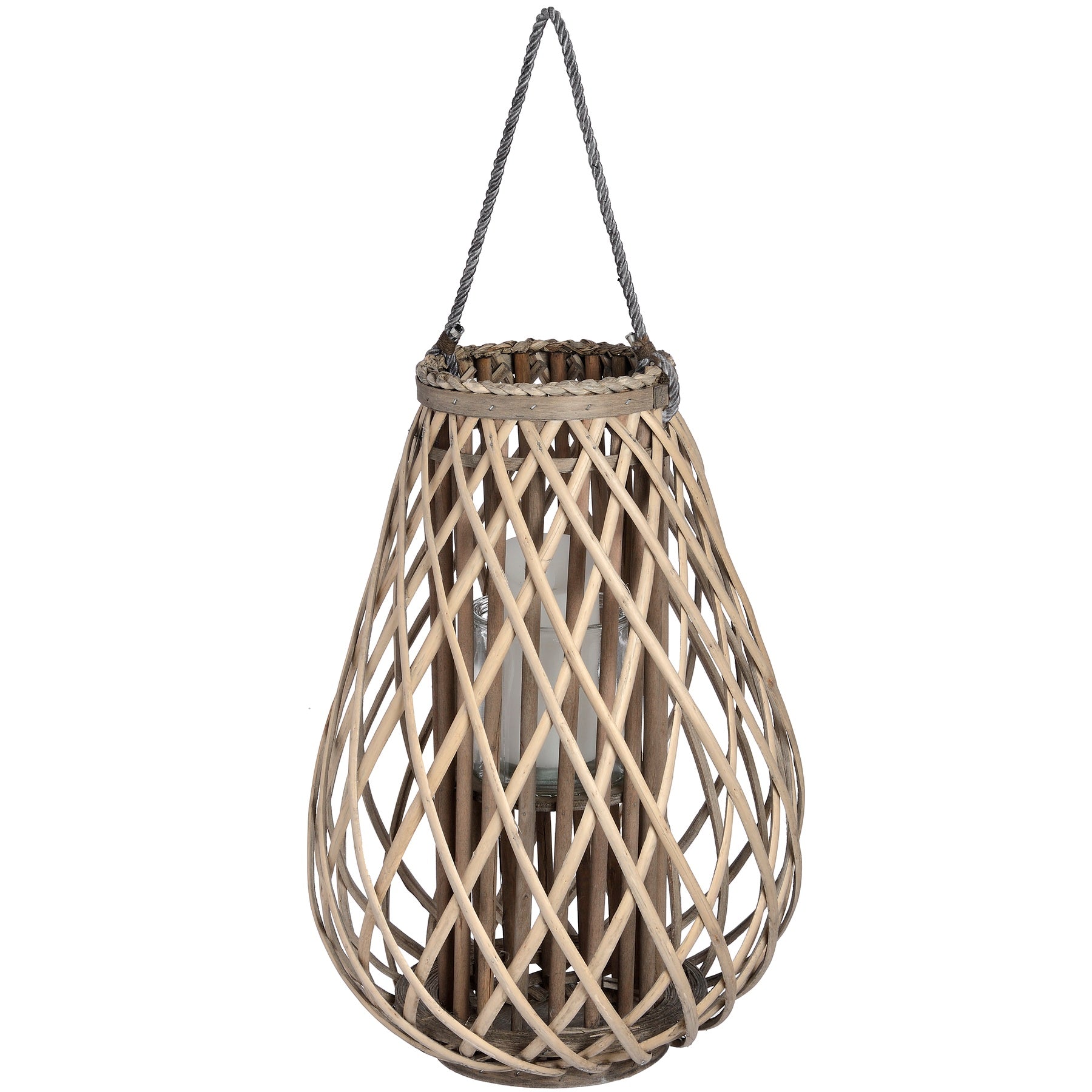 Ember Large Wicker Bulbous Lantern