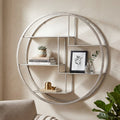 Large Circular Silver Wall Hanging Multi Shelf 92 cm