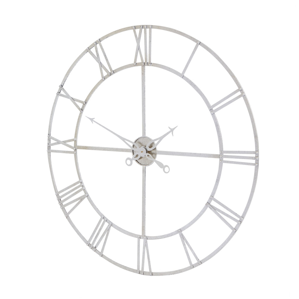 Large Silver Foil Skeleton Wall Clock 102 cm