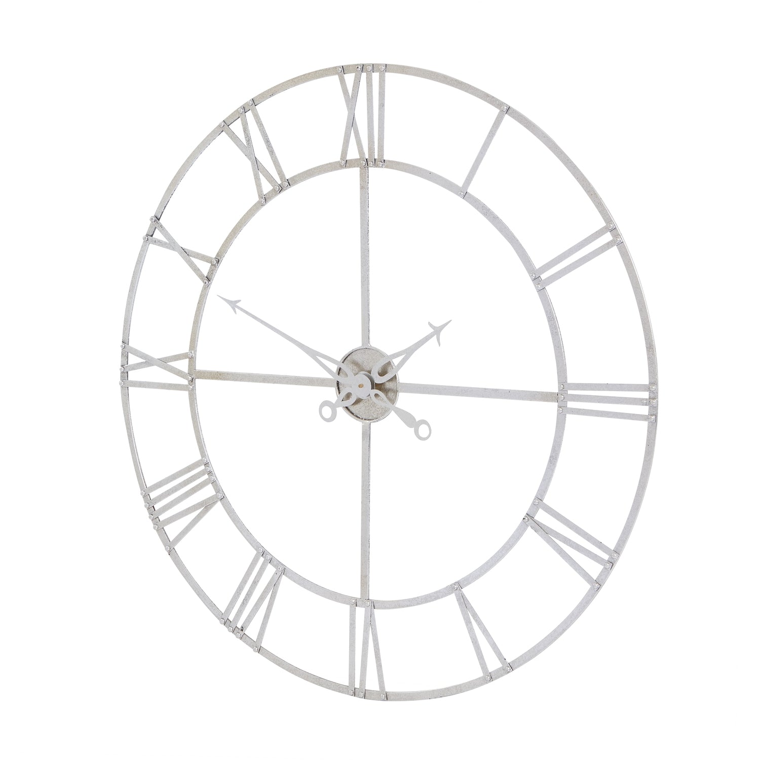Large Silver Foil Skeleton Wall Clock 102 cm