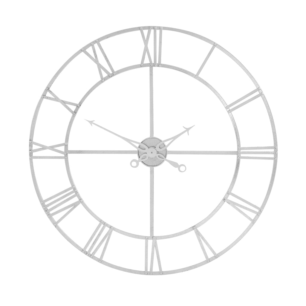 Large Silver Foil Skeleton Wall Clock 102 cm