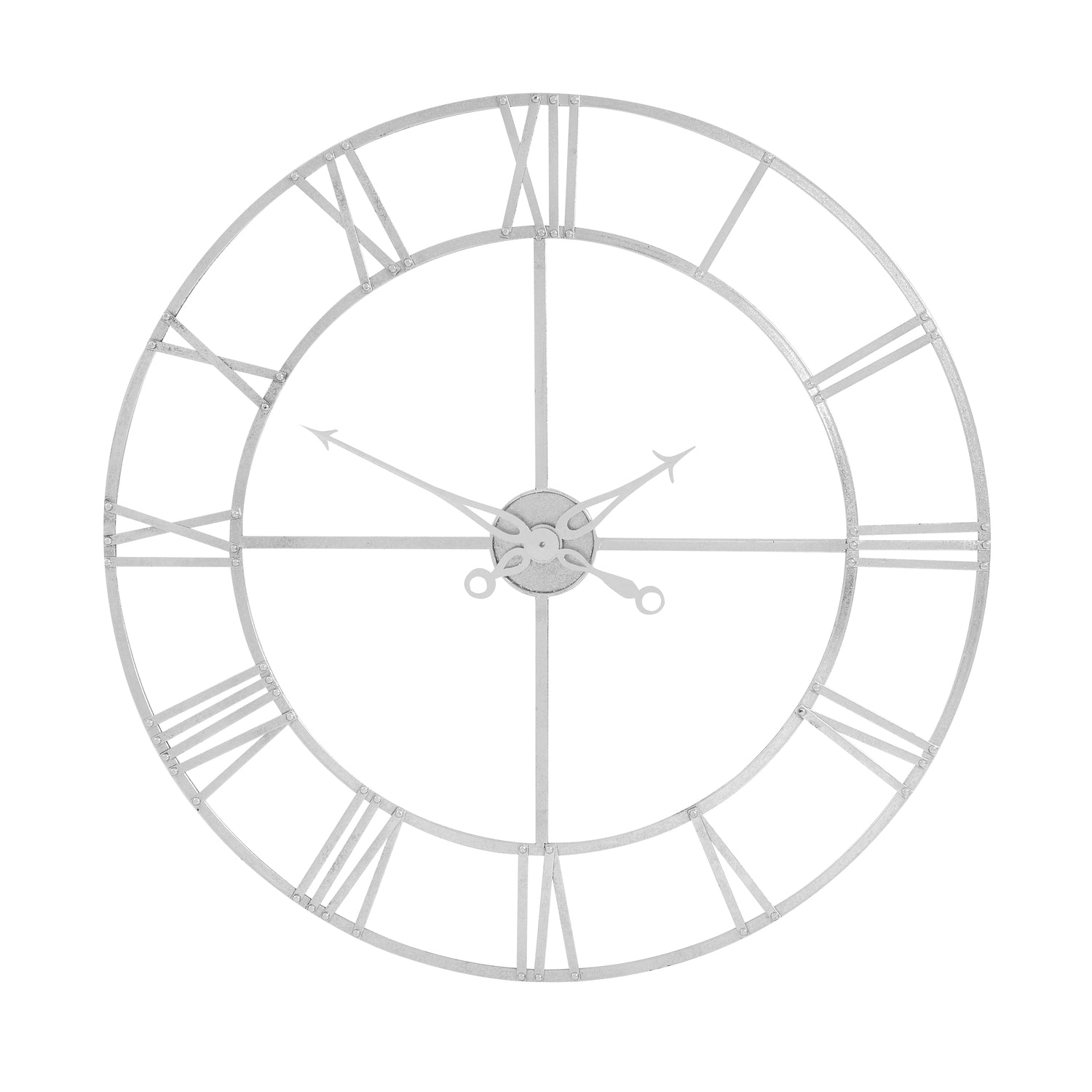Large Silver Foil Skeleton Wall Clock 102 cm