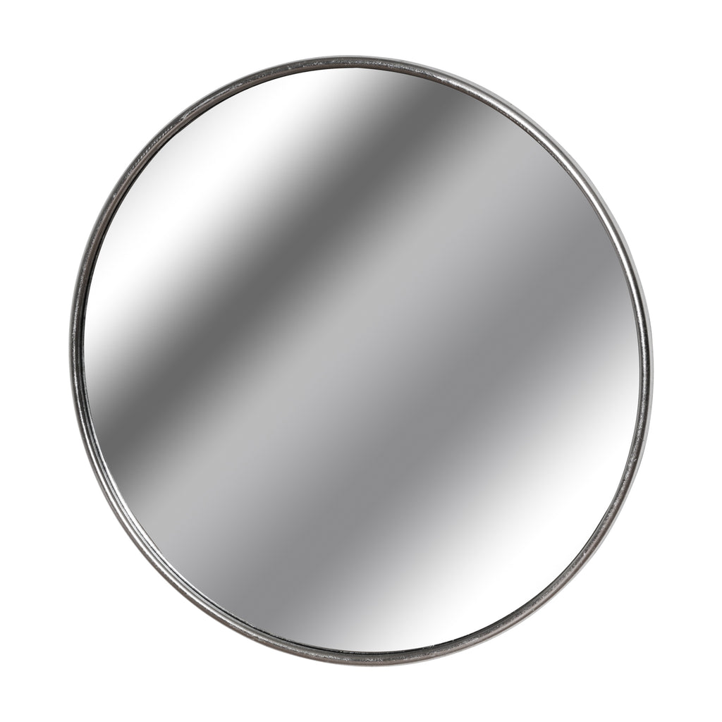 Silver Foil Large Circular Metal Wall Mirror 125 cm