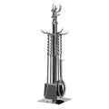 Hand Turned Stag Companion Set In Polished Nickel 67 cm