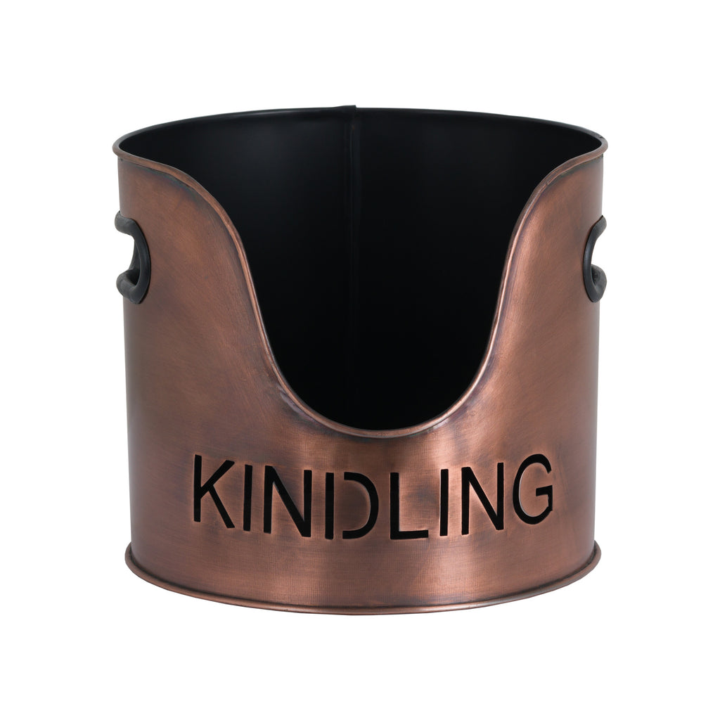 Copper Finish Logs And Kindling Buckets & Matchstick Holder 30 cm