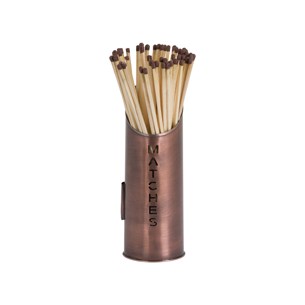 Copper Finish Logs And Kindling Buckets & Matchstick Holder 30 cm