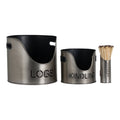 Pewter Finish Logs And Kindling Buckets & Matchstick Holder 32 cm