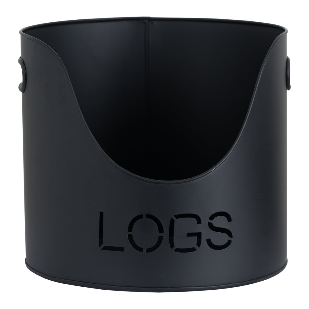 Black Finish Logs And Kindling Buckets & Matchstick Holder 32 cm