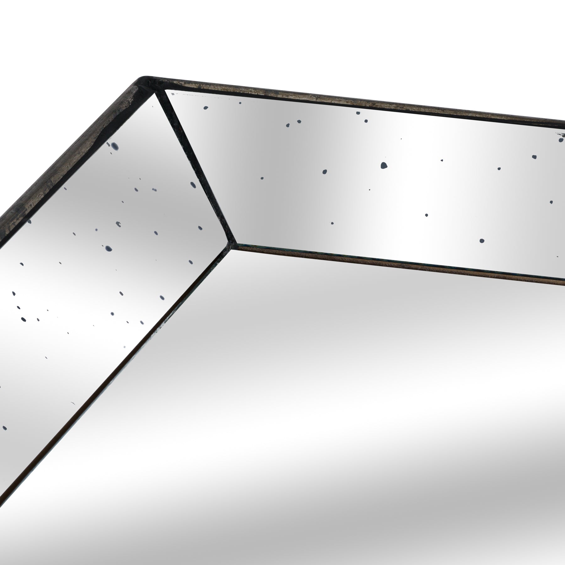 Astor Distressed Mirrored Square Tray W/Wooden Detailing 50 cm