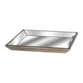 Astor Distressed Mirrored Square Tray W/Wooden Detailing 50 cm