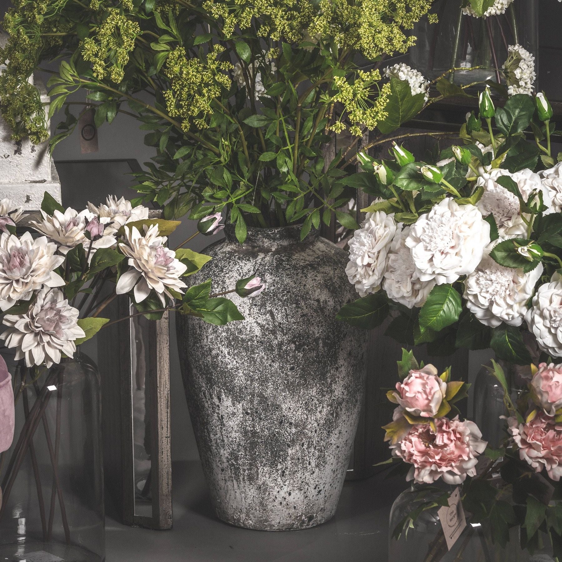 Aged Stone Tall Ceramic Vase 45 cm