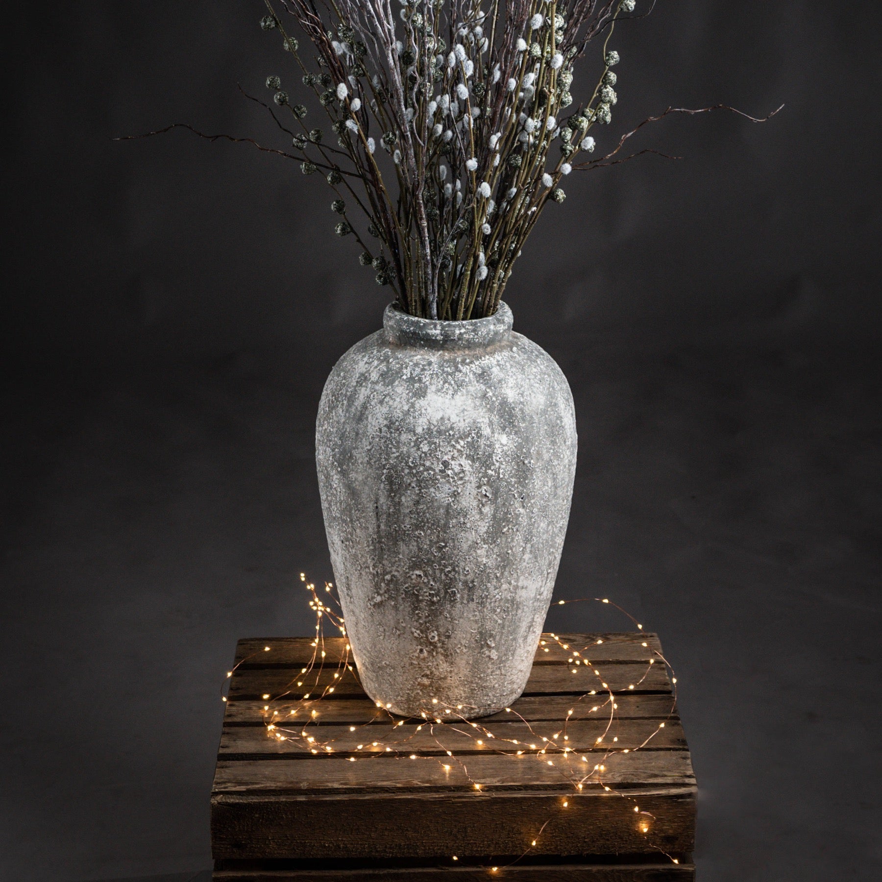 Aged Stone Tall Ceramic Vase 45 cm