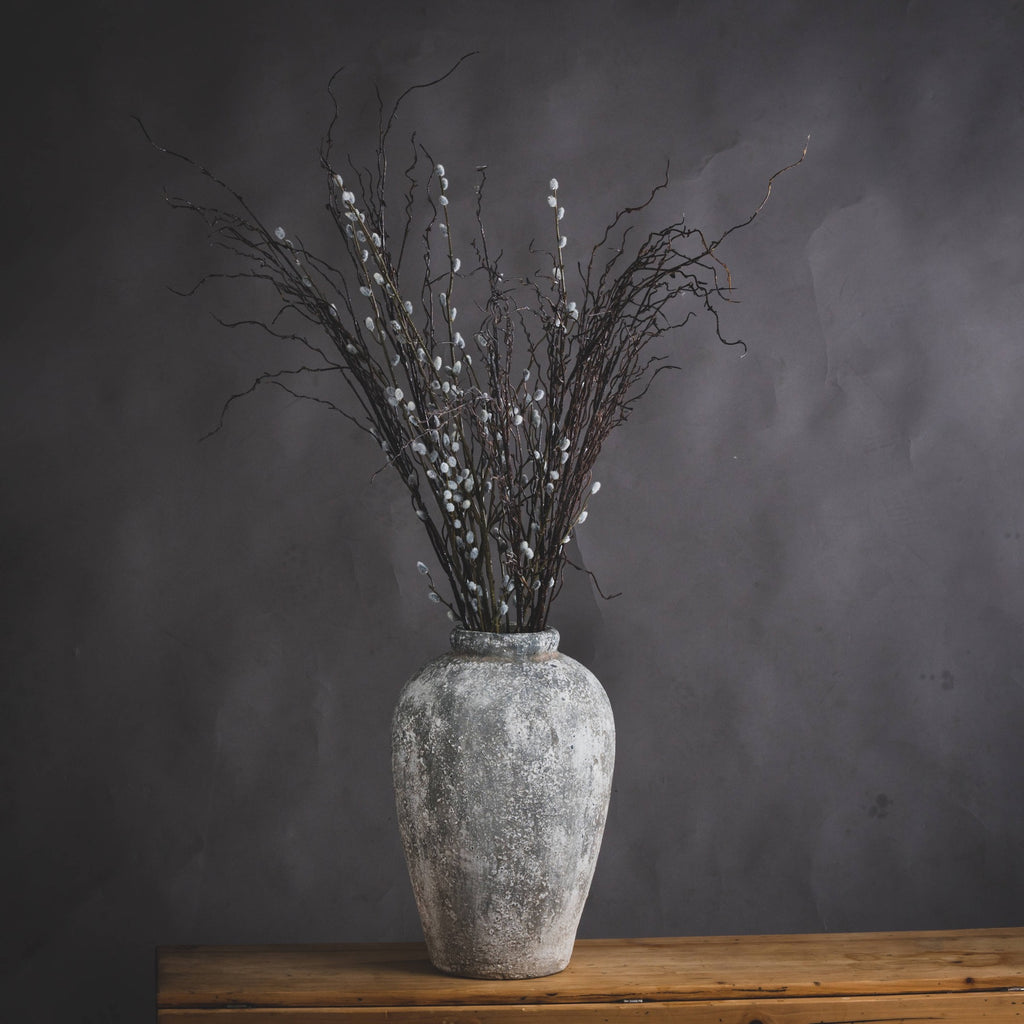 Aged Stone Tall Ceramic Vase 45 cm
