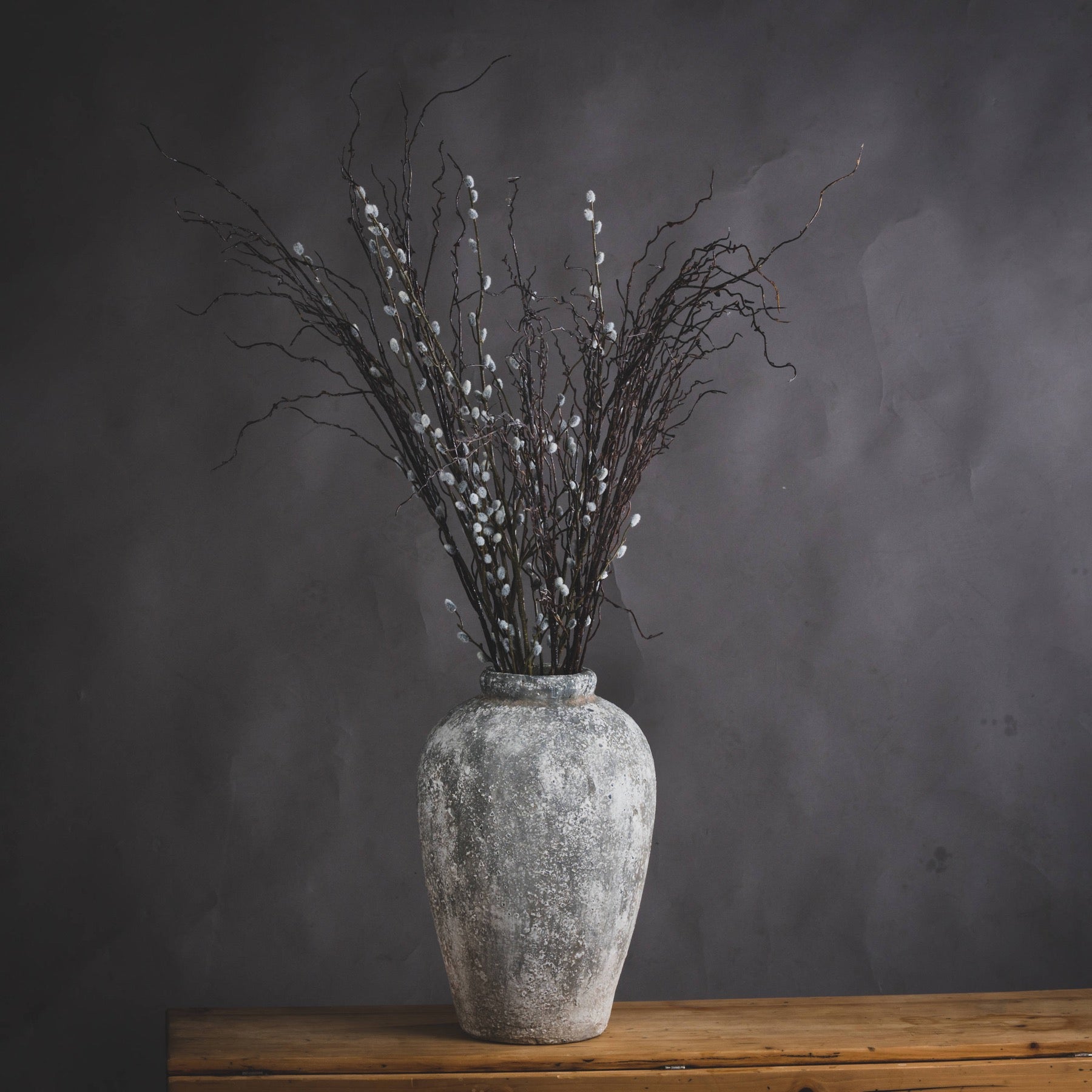 Aged Stone Tall Ceramic Vase 45 cm