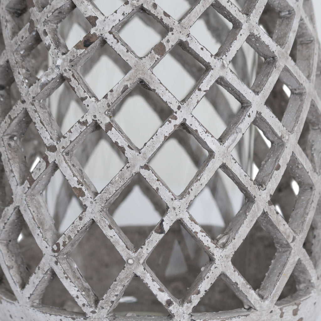 Large Conical Ceramic Lattice Hurricane Lantern 22 cm