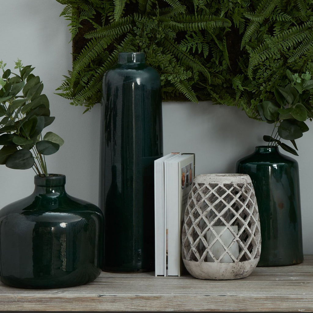 Large Conical Ceramic Lattice Hurricane Lantern 22 cm