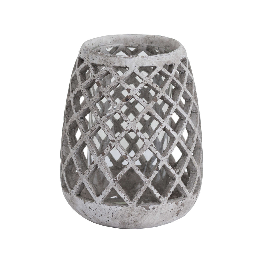Large Conical Ceramic Lattice Hurricane Lantern 22 cm