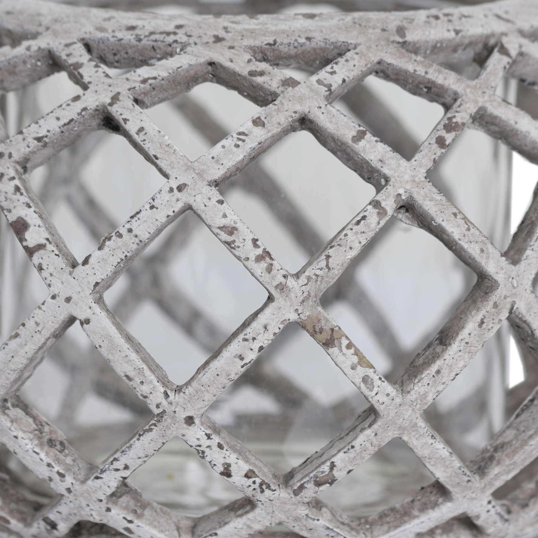 Round Ceramic Lattice Hurricane Lantern 17 cm