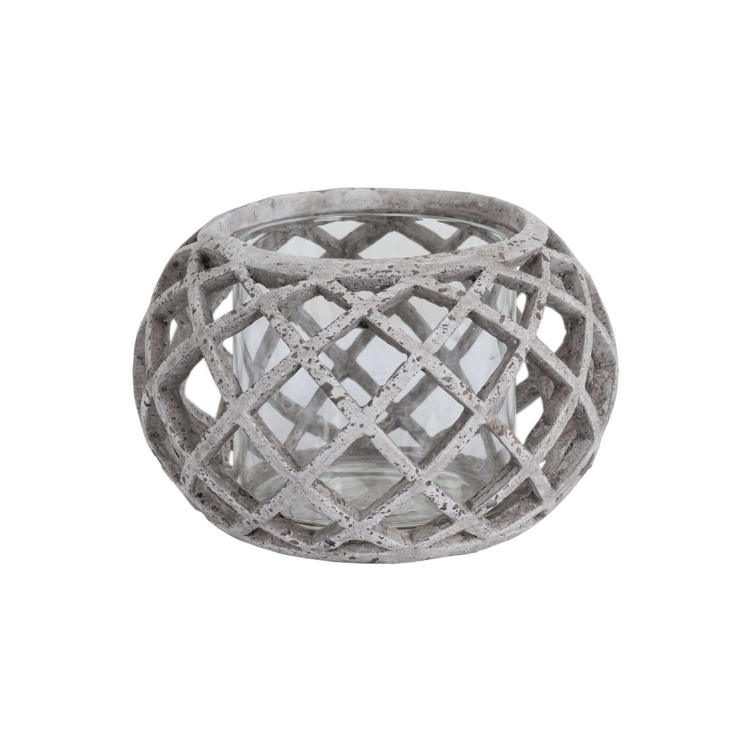 Ember Round Ceramic Lattice Hurricane Lantern