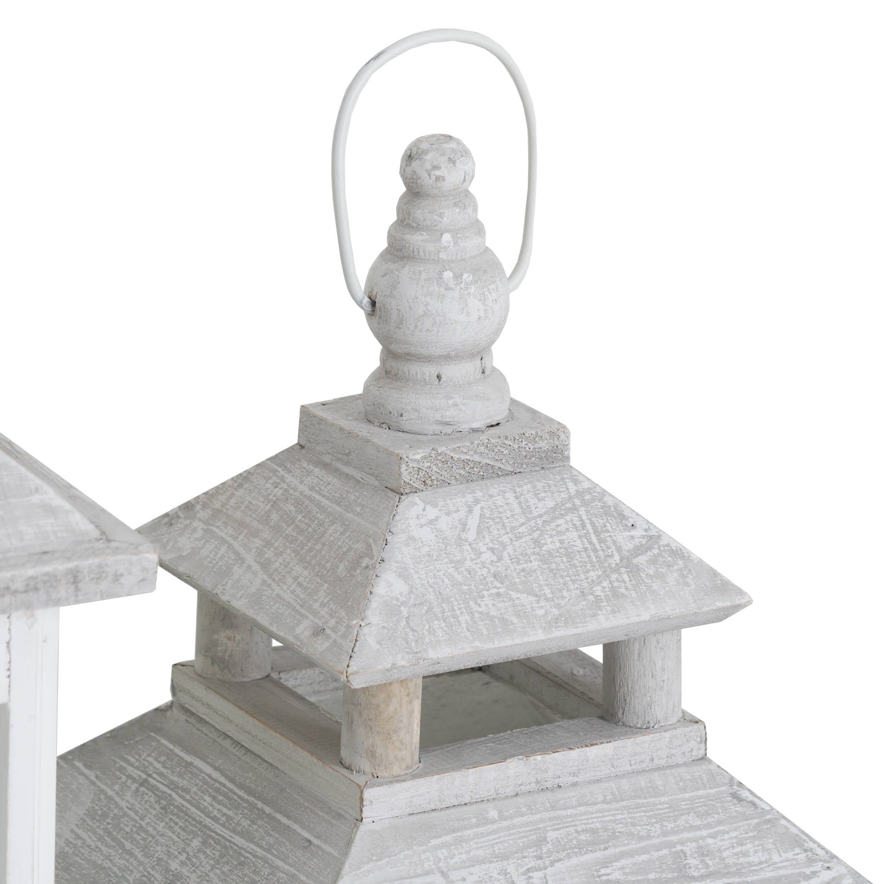 Set Of 3 White Window Style Lanterns With Open Top 80 cm