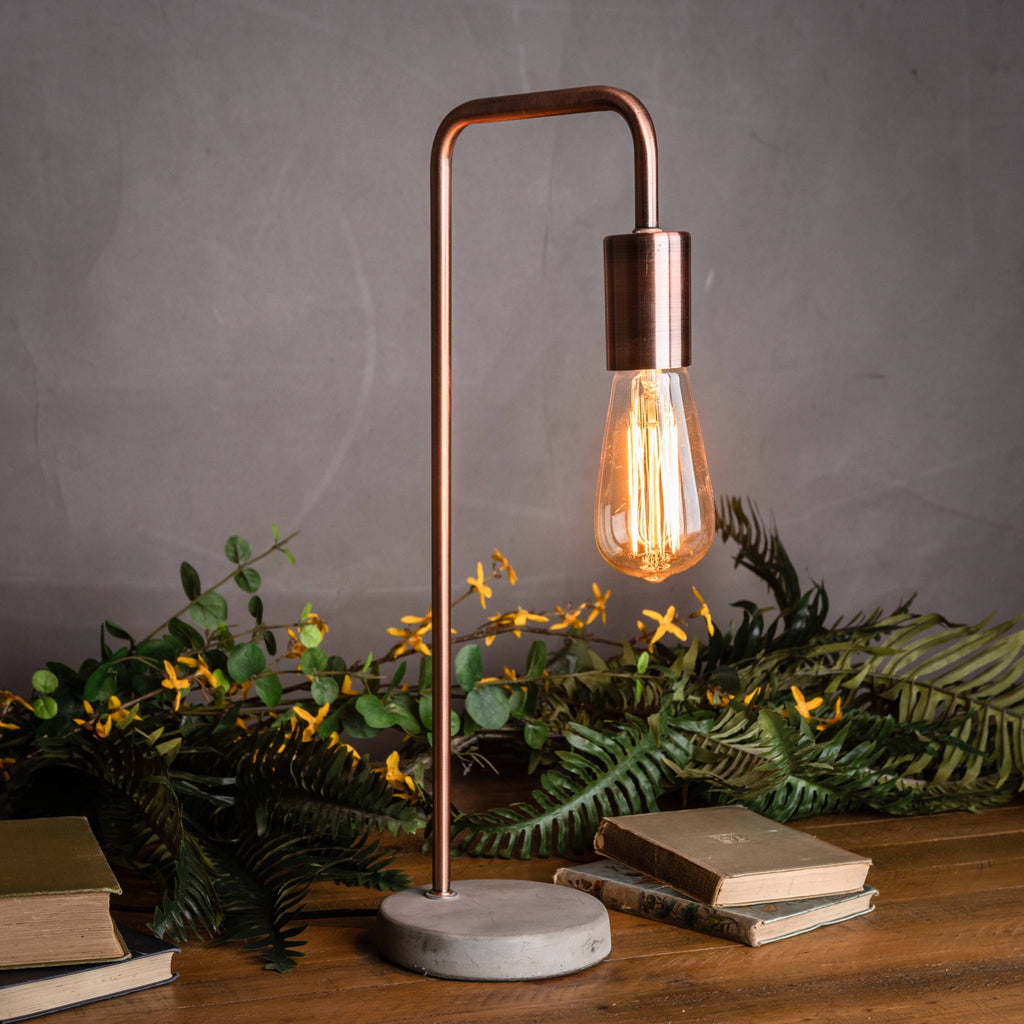 Copper Industrial Lamp With Stone Base 47 cm