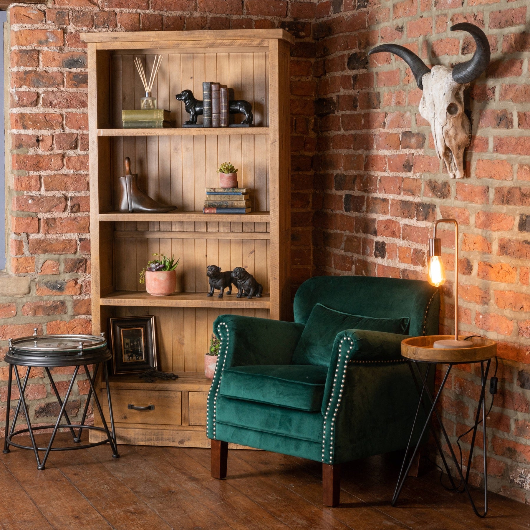 Copper Industrial Lamp With Stone Base 47 cm