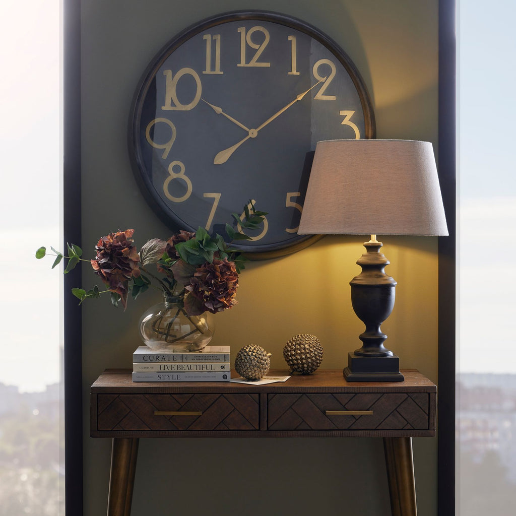 Soho Brass And Black Large Clock 80 cm