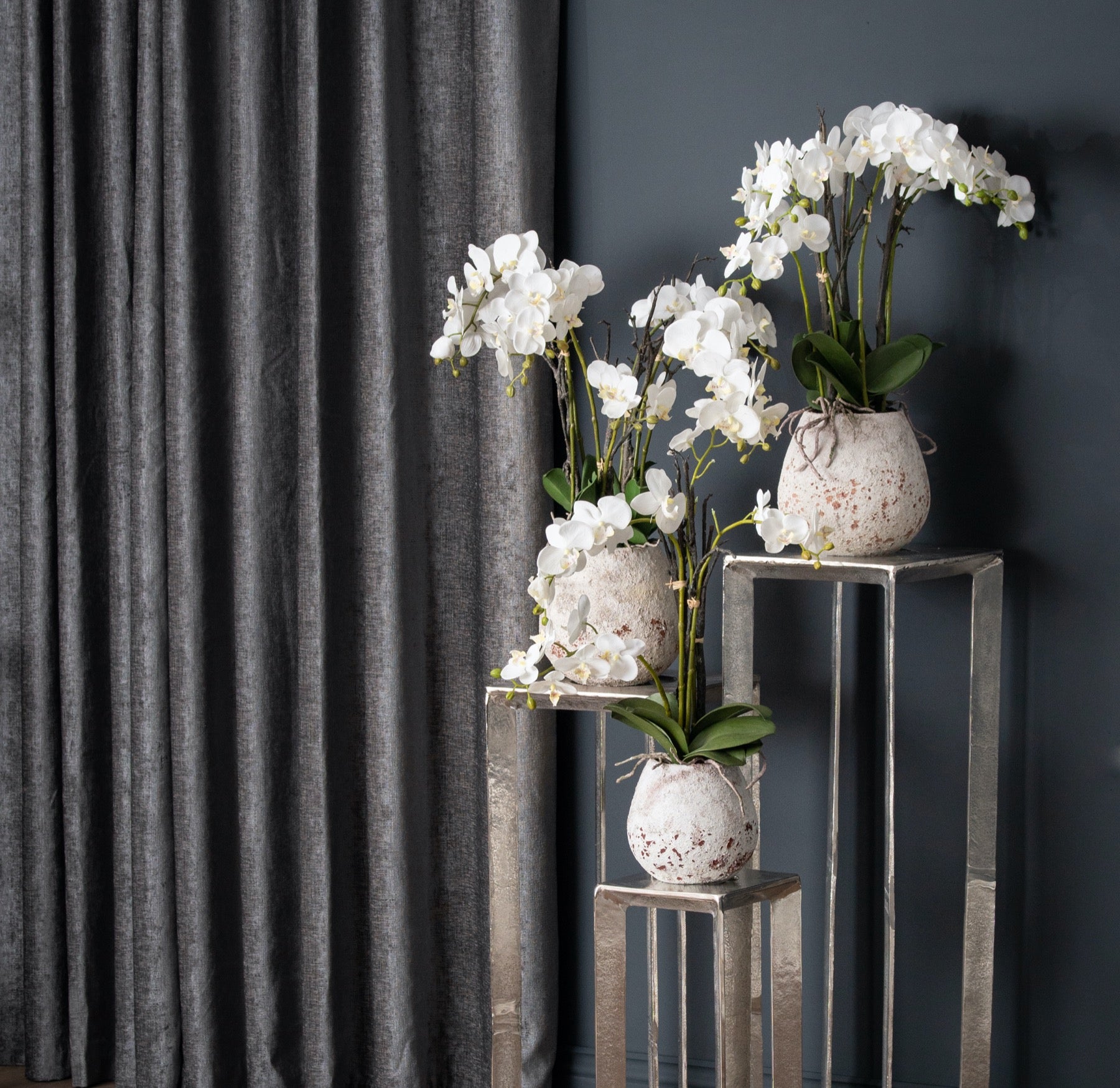 White Orchid In Stone Pot 70 cm