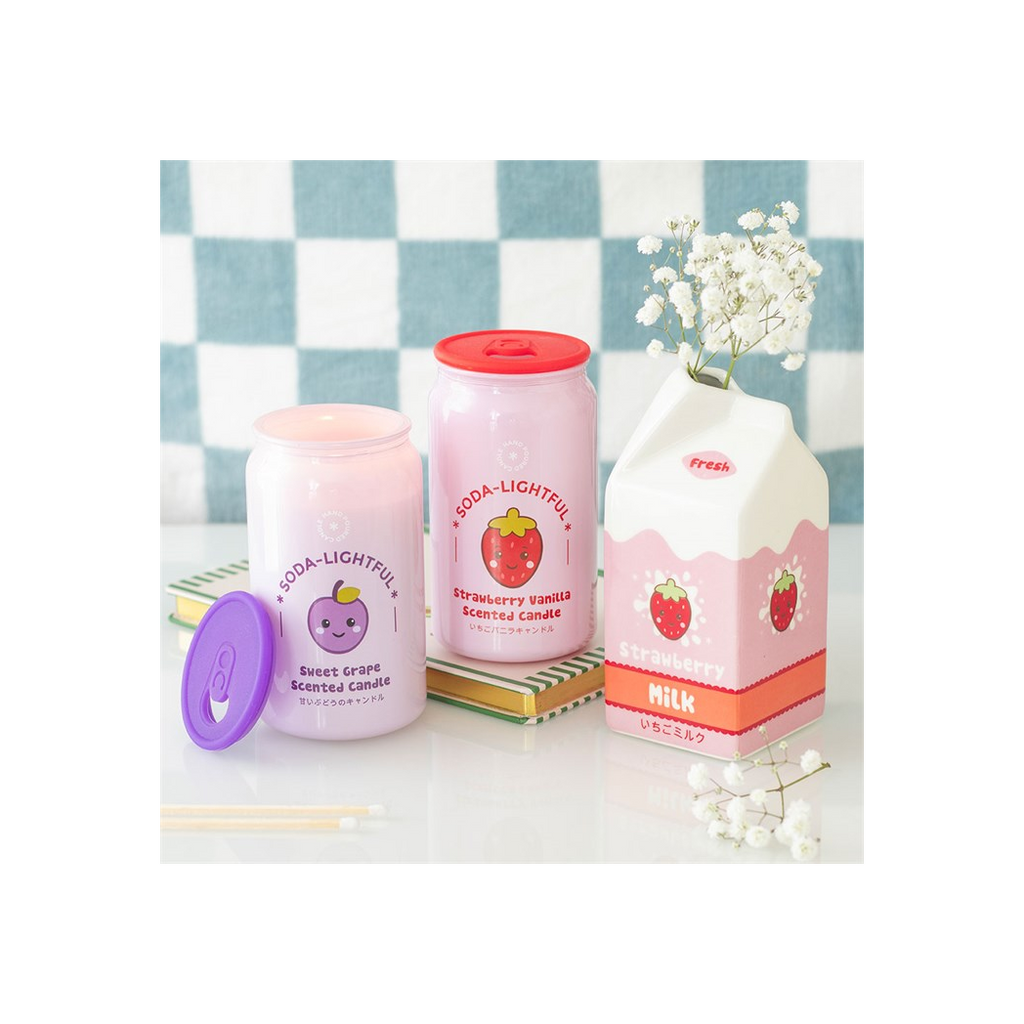 Strawberry Milk Carton Flower Vase 14.5cm