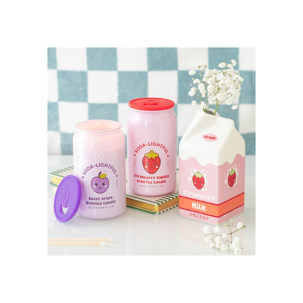 Strawberry Milk Carton Flower Vase 14.5cm