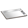 Astor Distressed Large Mirrored Tray With Wooden Detailing 80 cm