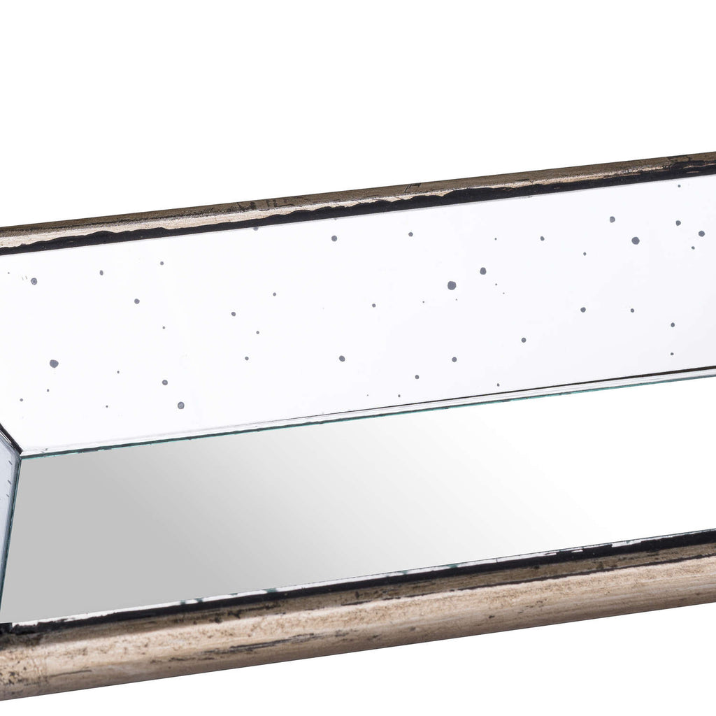 Astor Distressed Mirrored Display Tray With Wooden Detailing 32 cm