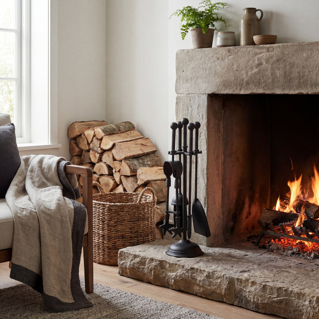 Ball Topped Companion Set In Black 40 cm