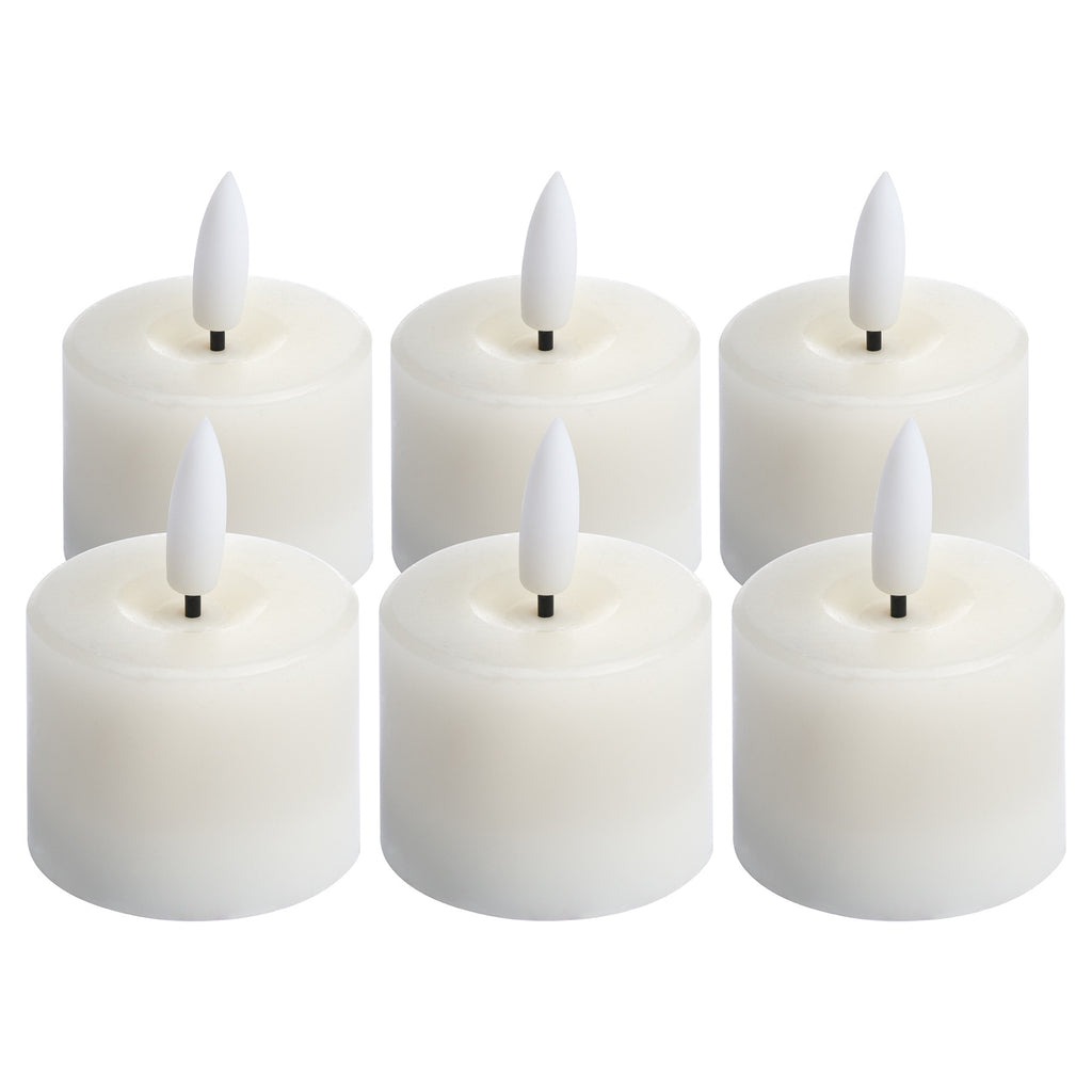 Luxe Collection Set Of 6 Natural Glow Led Tealight Candles 4 cm each