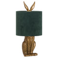 Solis Antique Gold Hare Table Lamp With Green Velvet Shade