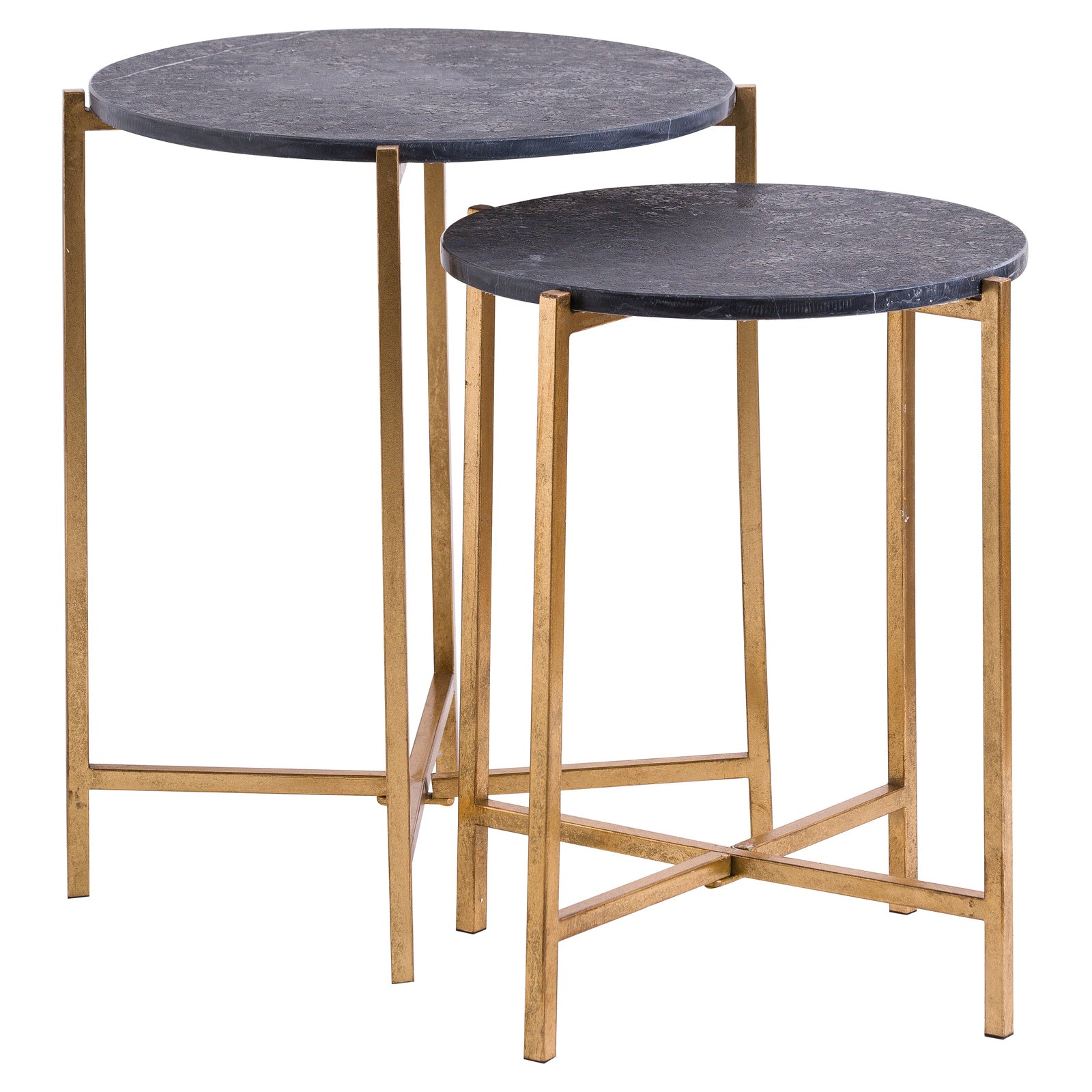Gold And Black Marble Tables - Set Of 2 - 61 cm