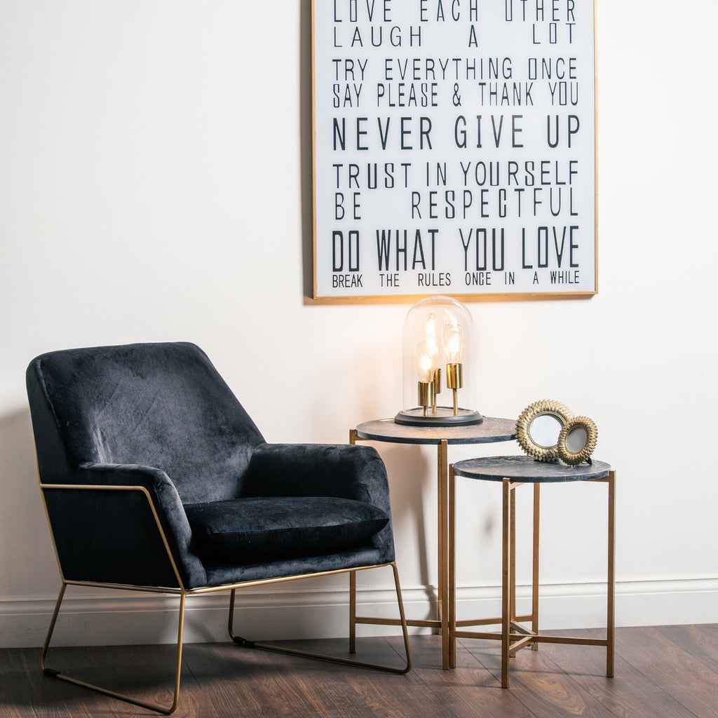 Gold And Black Marble Tables - Set Of 2 - 61 cm