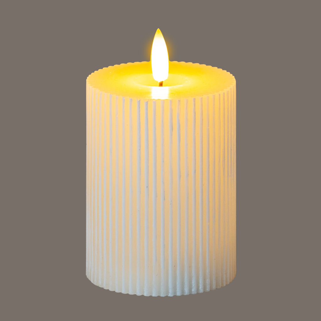 Luxe Collection Natural Glow 3X4 Textured Ribbed Led Candle 10 cm