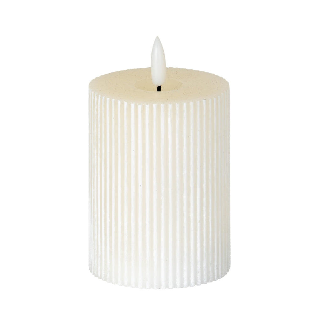 Luxe Collection Natural Glow 3X4 Textured Ribbed Led Candle 10 cm