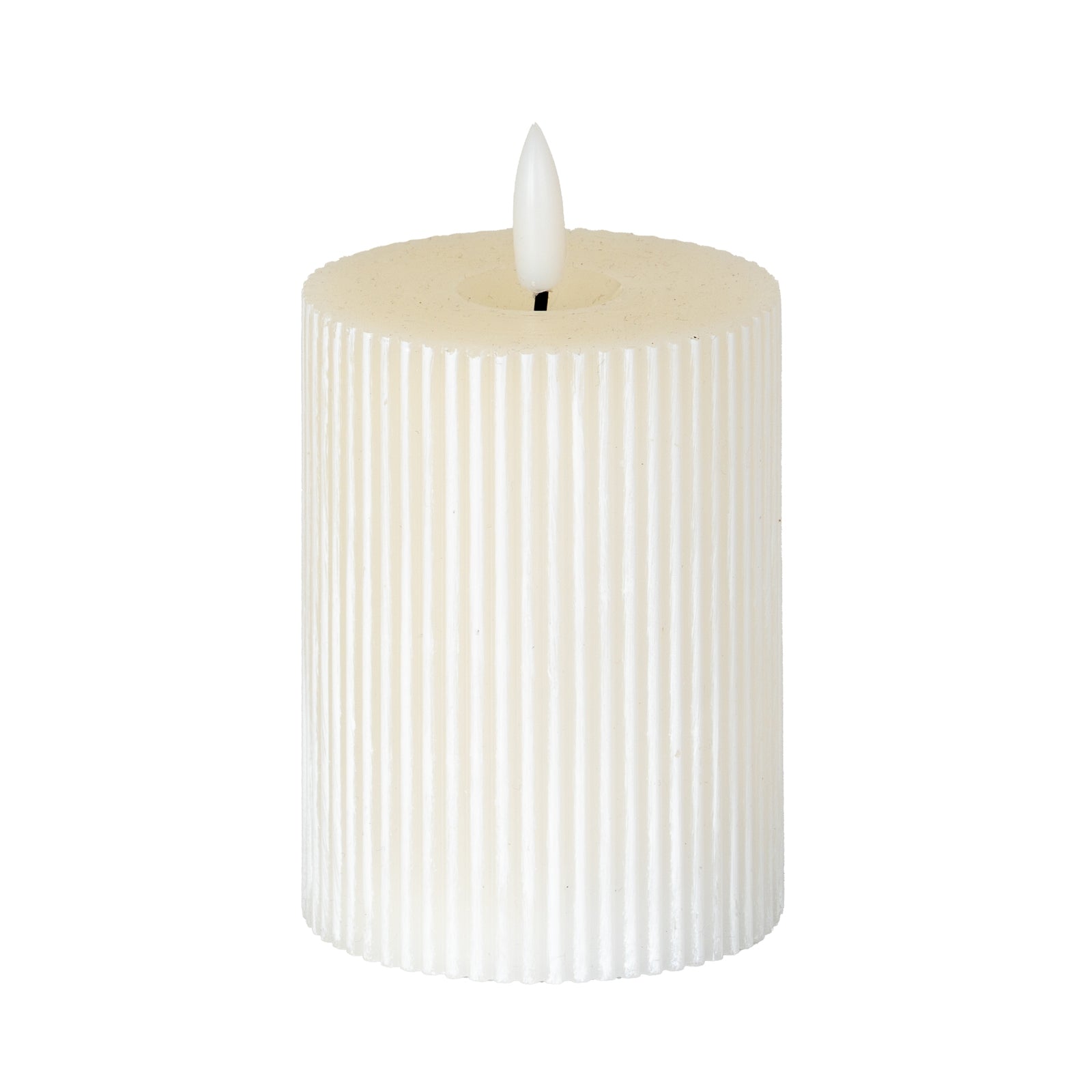 Luxe Collection Natural Glow 3X4 Textured Ribbed Led Candle 10 cm