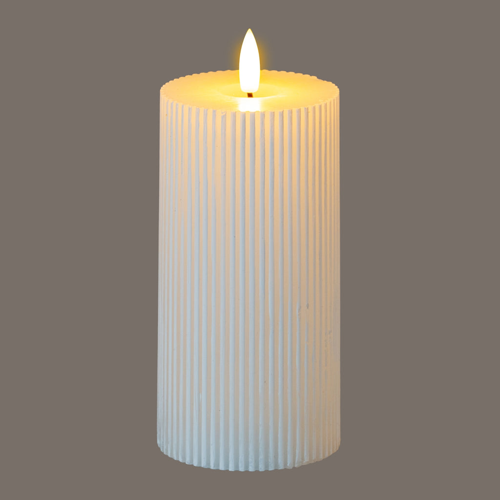 Luxe Collection Natural Glow 3X6 Textured Ribbed Led Candle 15 cm