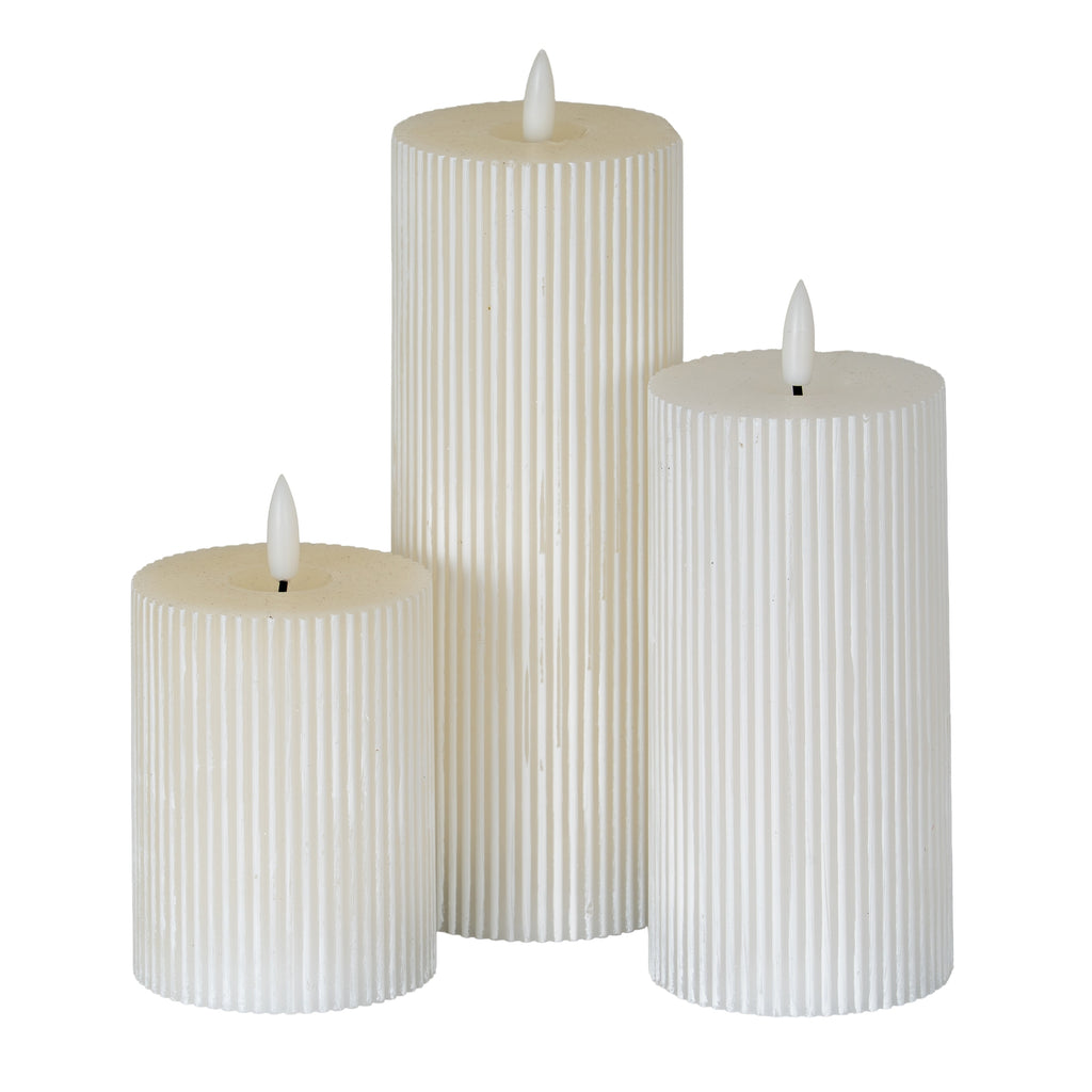 Luxe Collection Natural Glow 3X6 Textured Ribbed Led Candle 15 cm