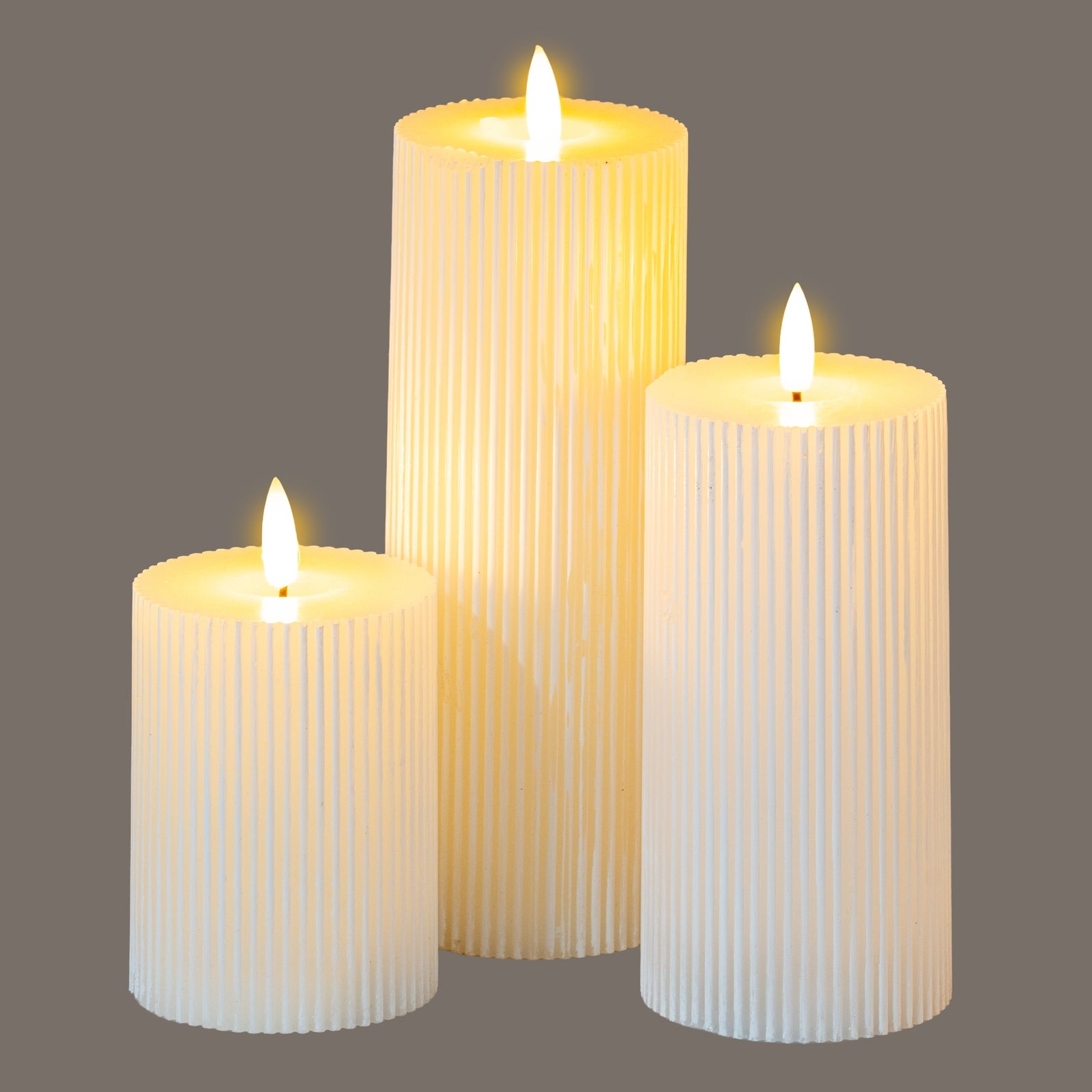 Luxe Collection Natural Glow 3X6 Textured Ribbed Led Candle 15 cm