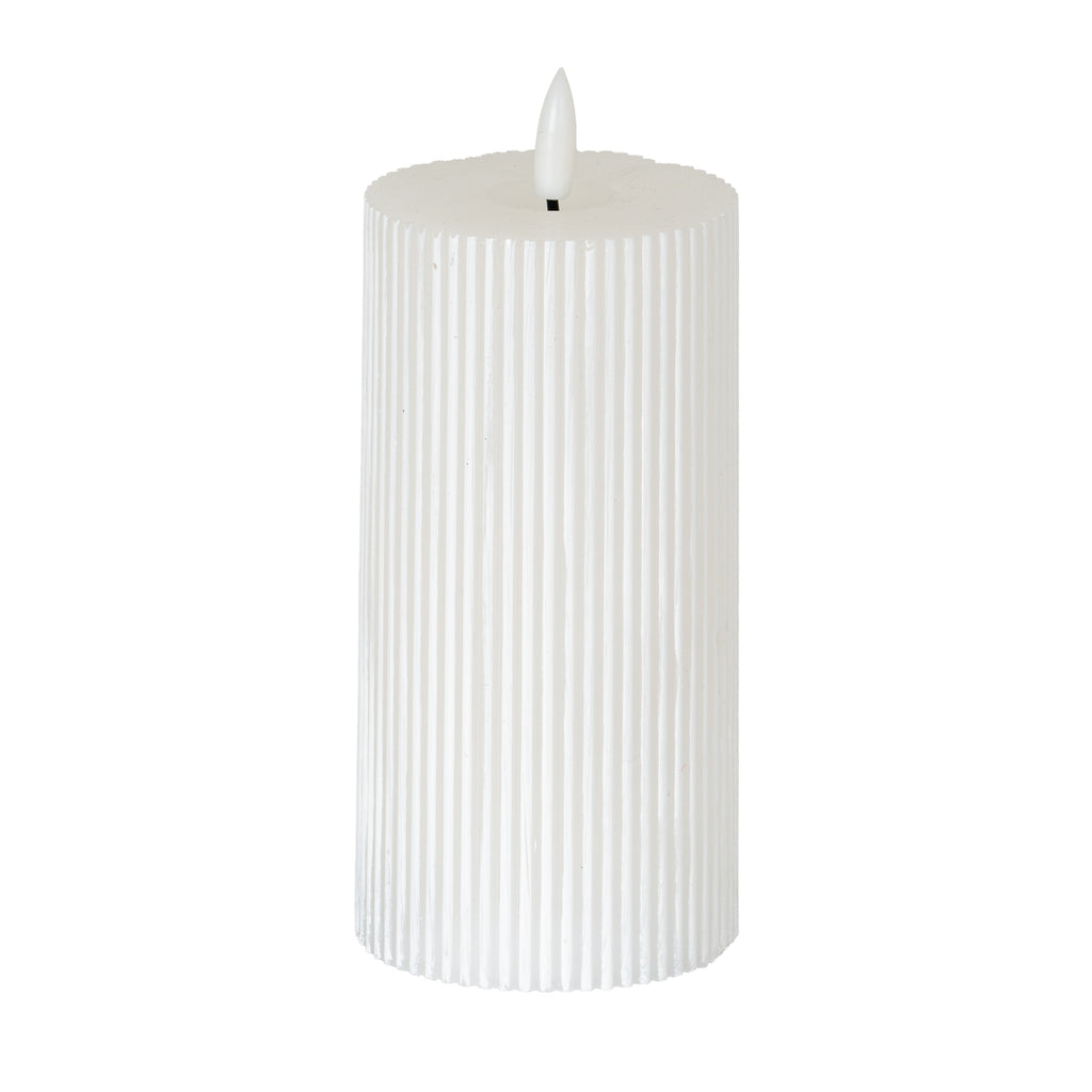 Luxe Collection Natural Glow 3X6 Textured Ribbed Led Candle 15 cm