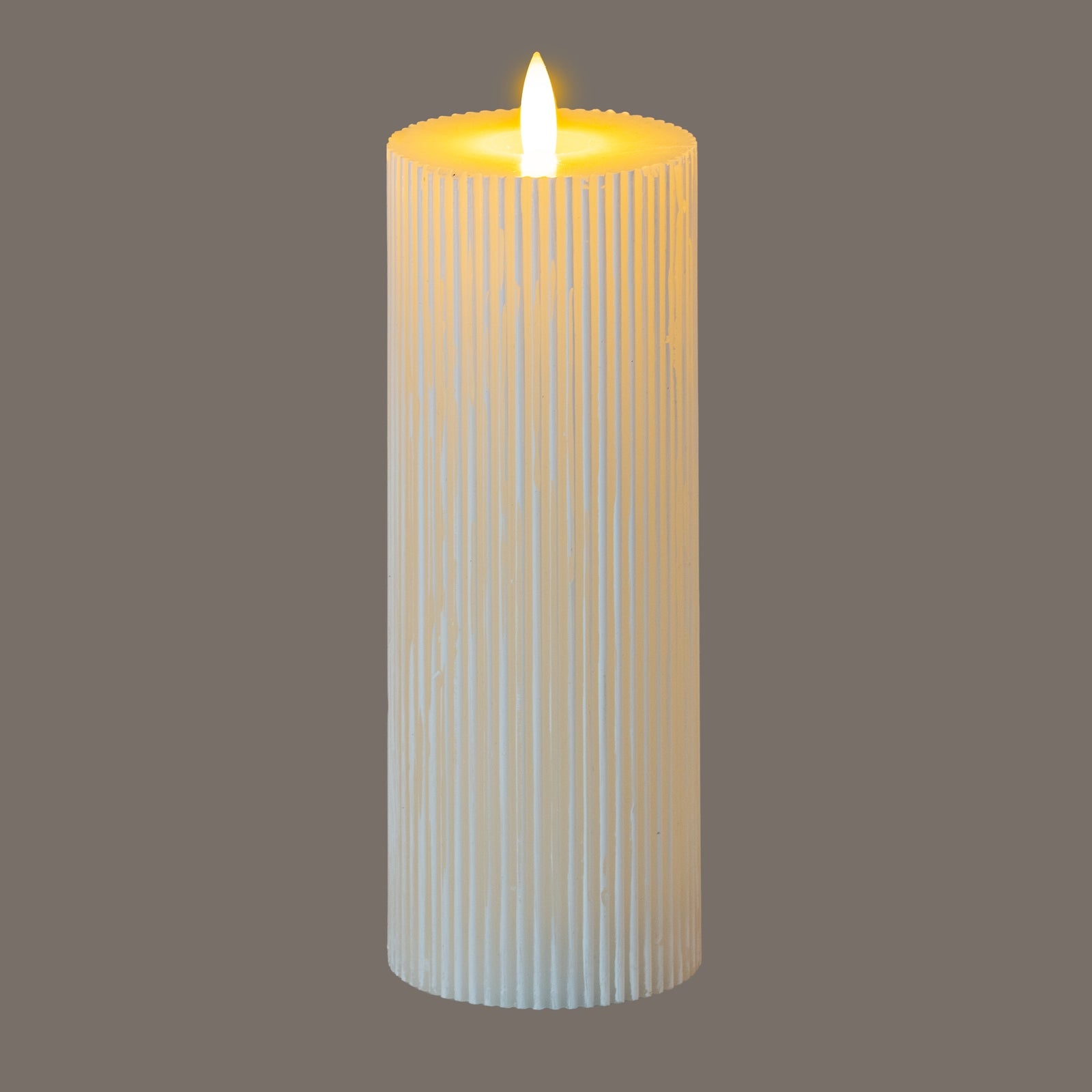 Luxe Collection Natural Glow 3X8 Textured Ribbed Led Candle 20 cm