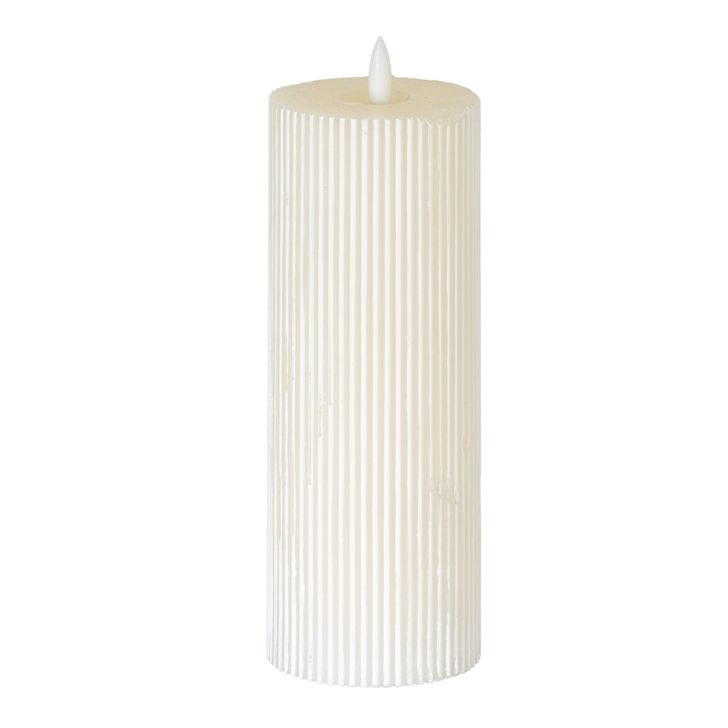 Luxe Collection Natural Glow 3X8 Textured Ribbed Led Candle 20 cm
